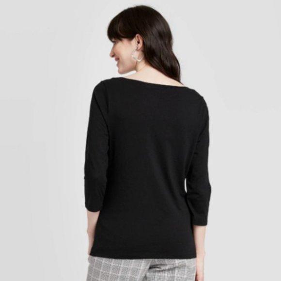 NWT Women's Slim Fit 3/4 Sleeve Boat Neck T-Shirt - Picture 2 of 3